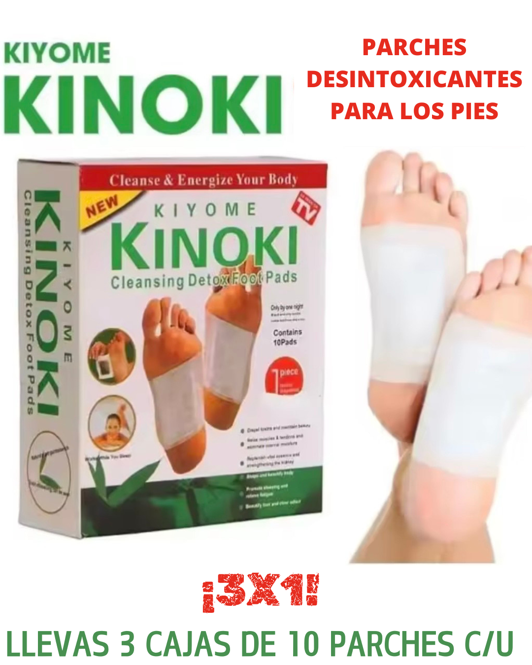 PARCHES KINOKIS - CONFORTA DOLORES Y DESINTOXICA 3X1