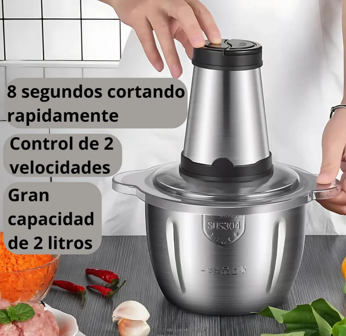 Picador de Alimentos Pro 2lts🧅🧄🥩