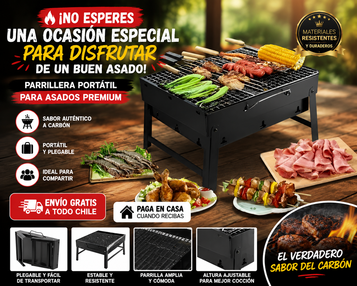 🔥Parrillera Portátil para Asados Premium