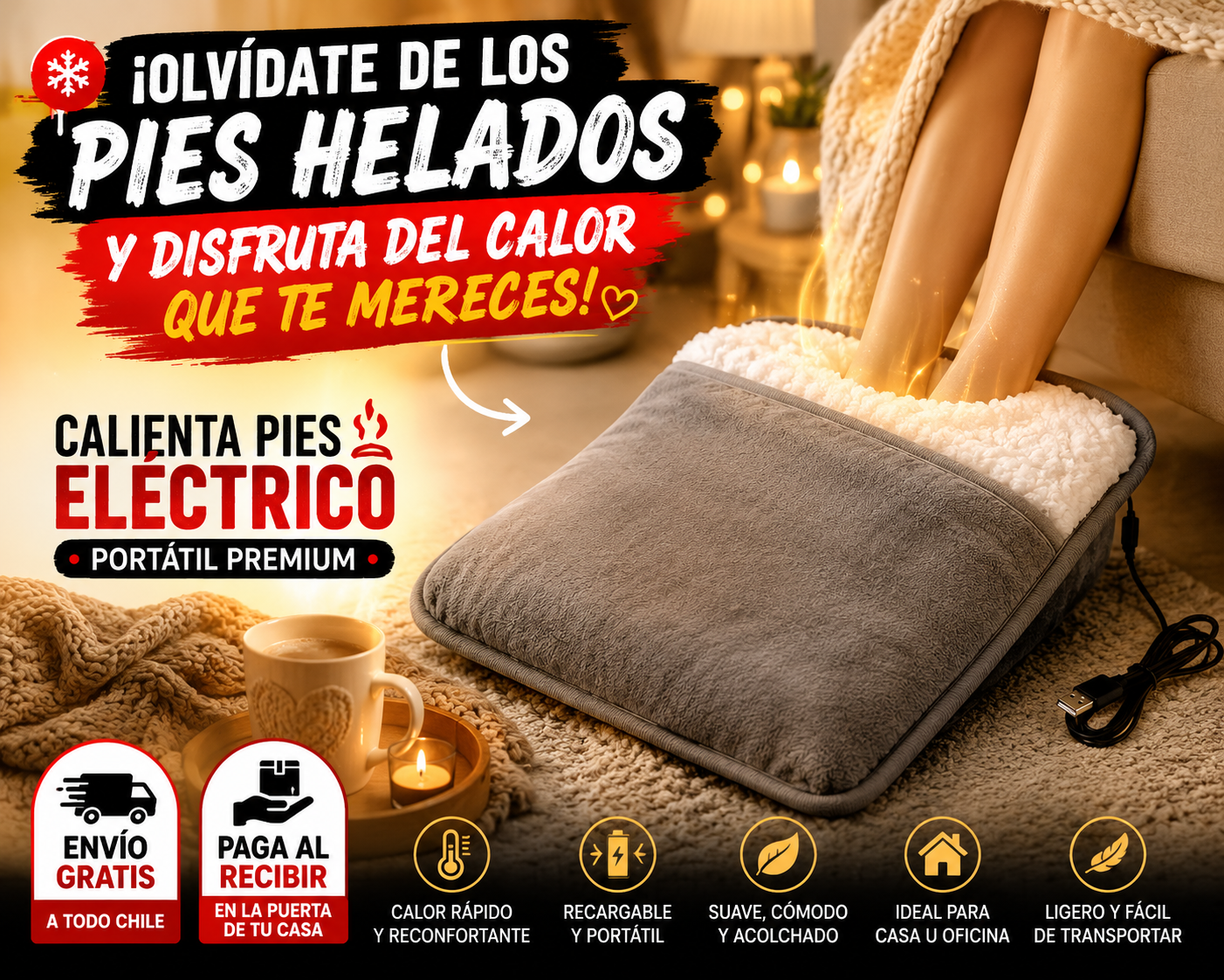 Calienta Pies Eléctrico Portátil Premium 🔥❄️