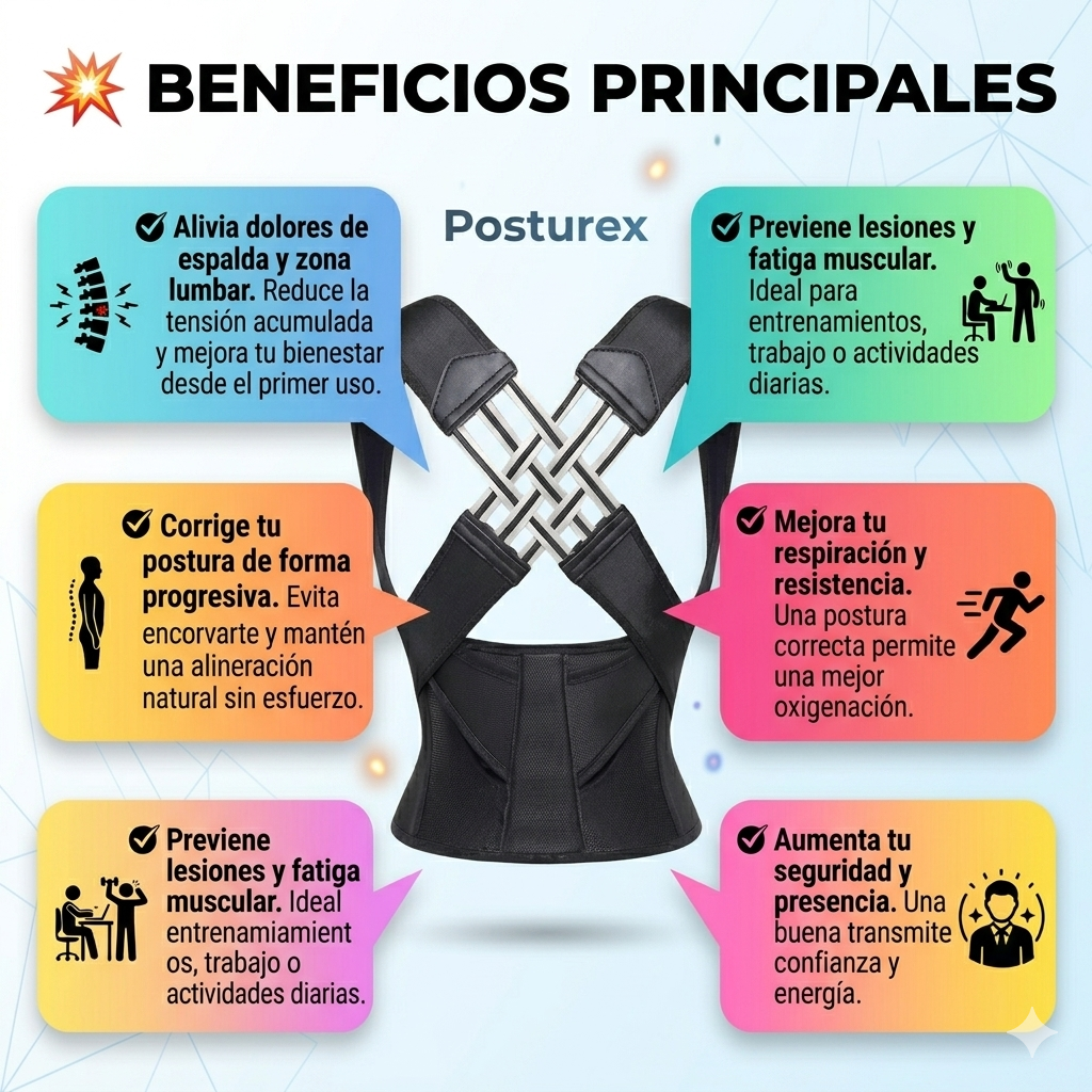 Corrector de Postura con Soporte Lumbar Posturex 💪💥