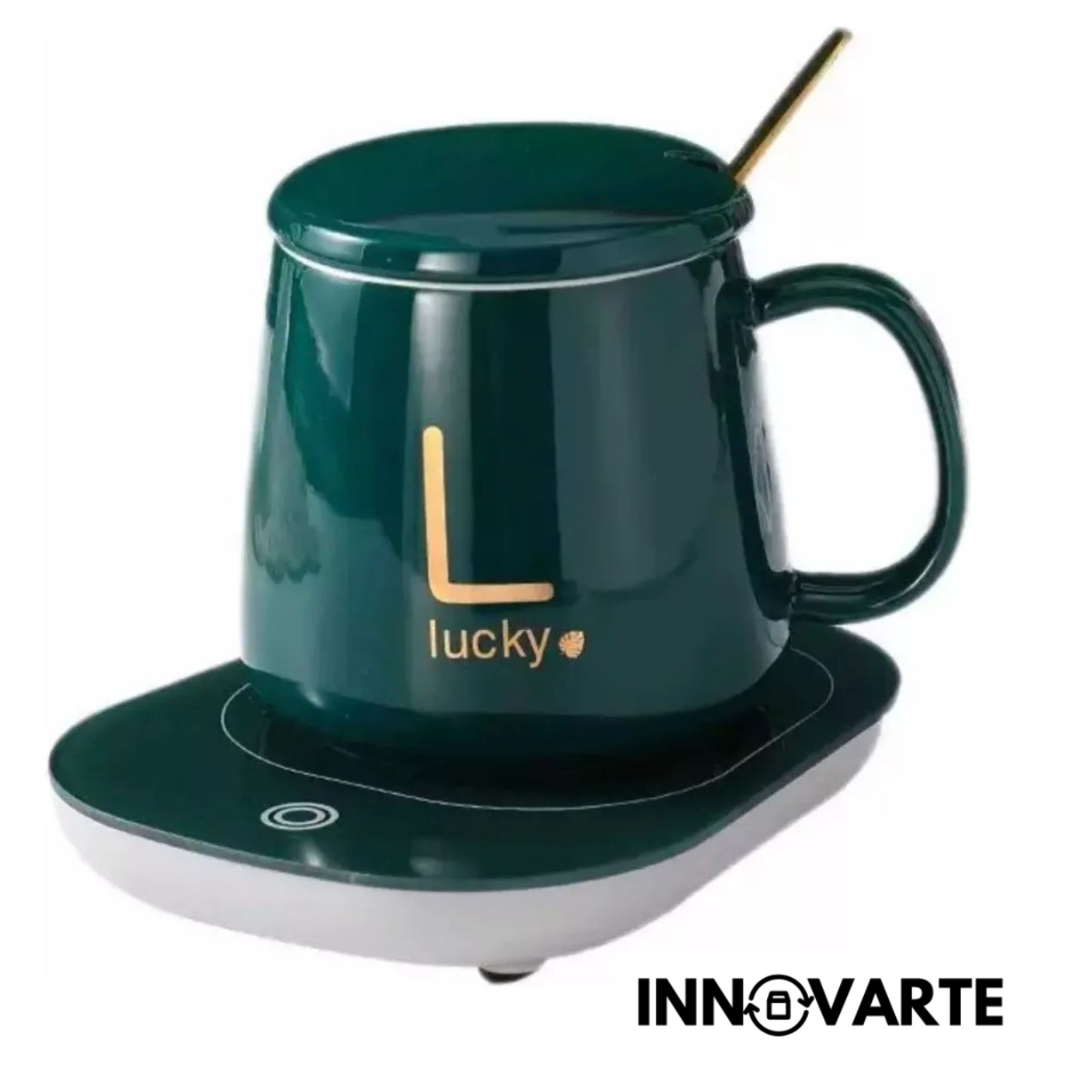 🤩 ⚜TAZA + CALENTADOR CON USB + CUCHARILLA ❤️😊
