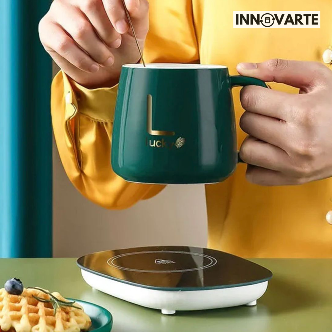 🤩 ⚜TAZA + CALENTADOR CON USB + CUCHARILLA ❤️😊