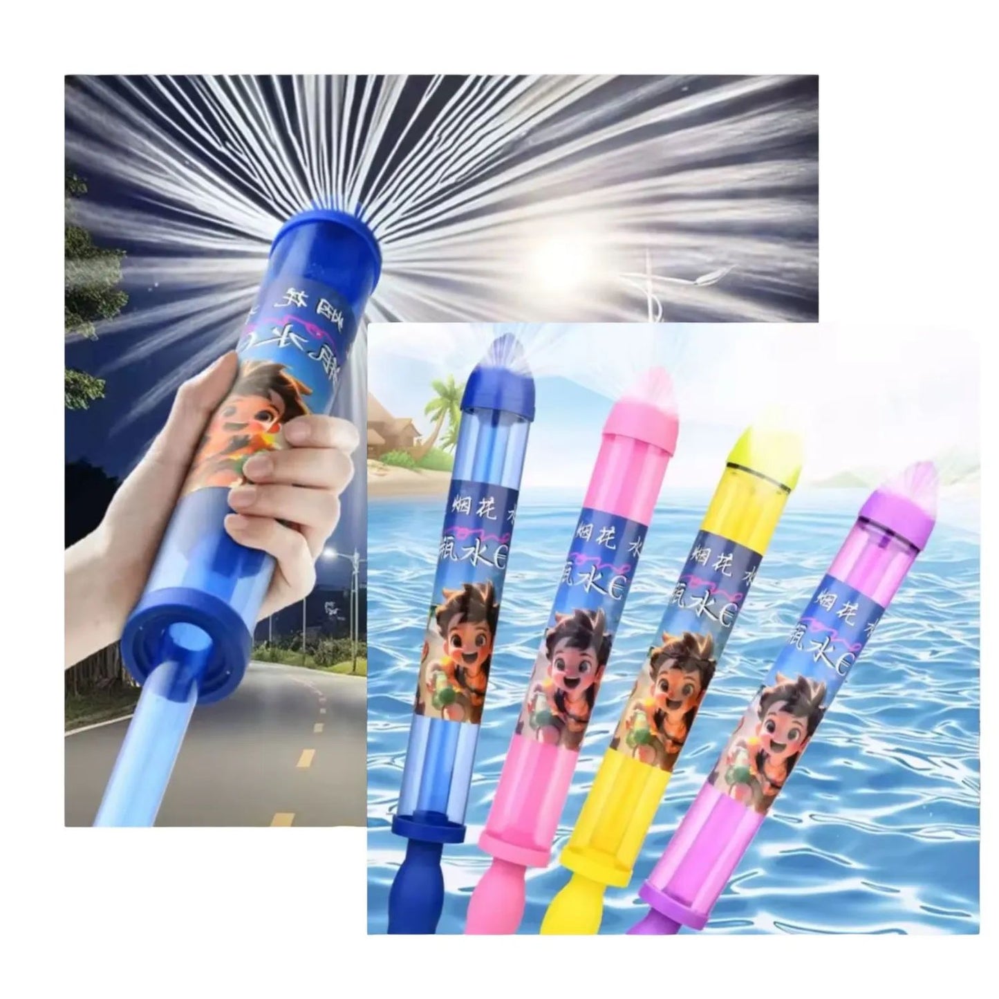 Pistola Lanza Agua Efecto Fuegos Artificiales